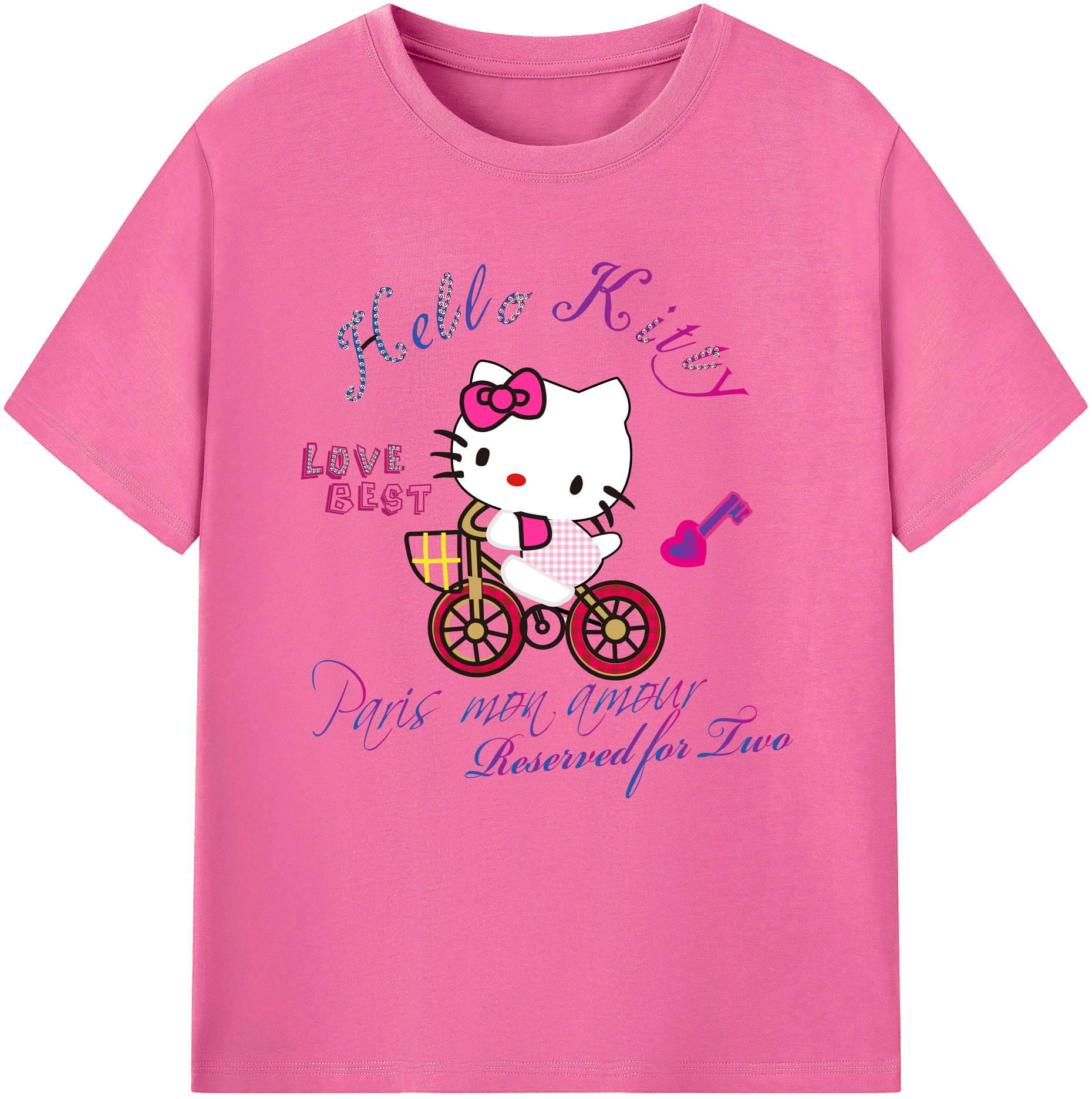 （画像用） Hello Kitty ハローキティ レディースカジュアルプリントTシャツ（綿100％）